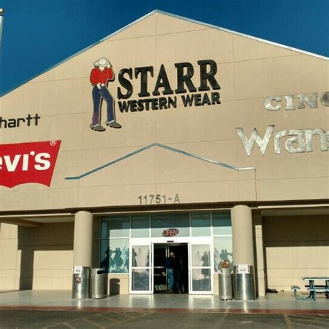 Starr western wear el paso - Starr Western Wear Inc. is an apparel retailer based in El Paso, Texas. Established in 1964, the store offers an array of products, such as boots, men's shirts, men's/ladies' jeans, toys, accessories, hats/caps and belts. It also provides boot cream, rubber boot cover, western clip tie, bandana, rain slicker and key chain, to name a few.